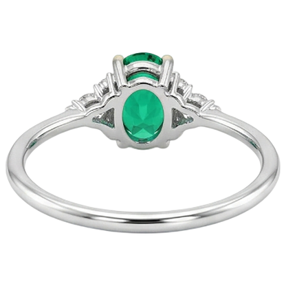 Natural Real ( Not Lab Grown ) Birthstone Green Emerald GIA And Diamond Ring