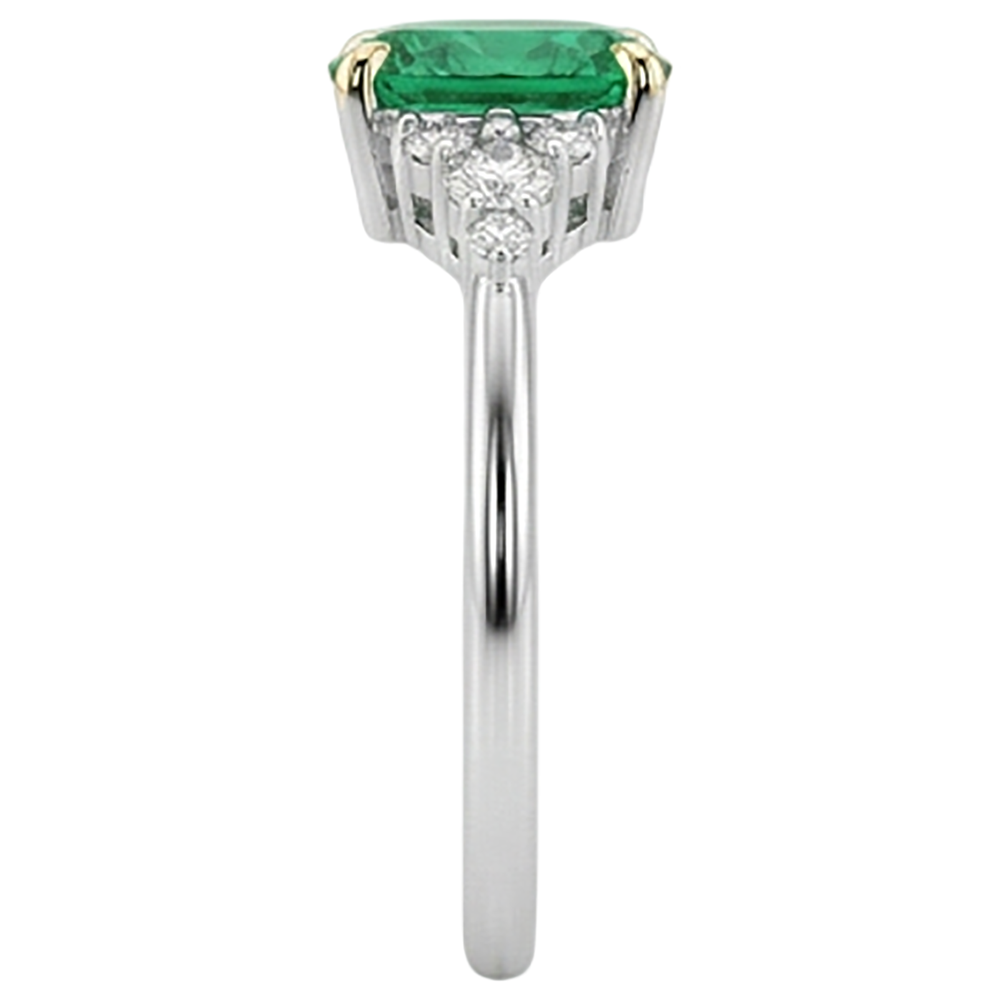 Natural Real ( Not Lab Grown ) Birthstone Green Emerald GIA And Diamond Ring