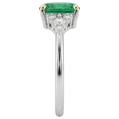 Natural Real ( Not Lab Grown ) Birthstone Green Emerald GIA And Diamond Ring