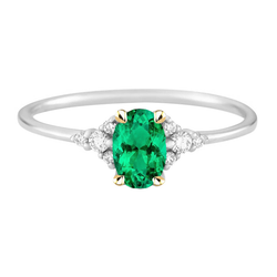 Birthstone Green Emerald And Diamond Ring
