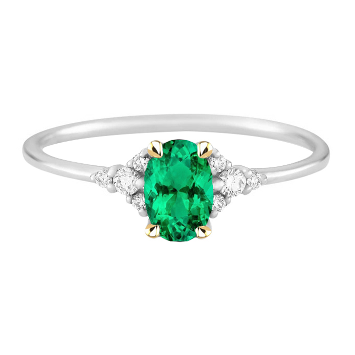 Birthstone Green Emerald And Diamond Ring 
