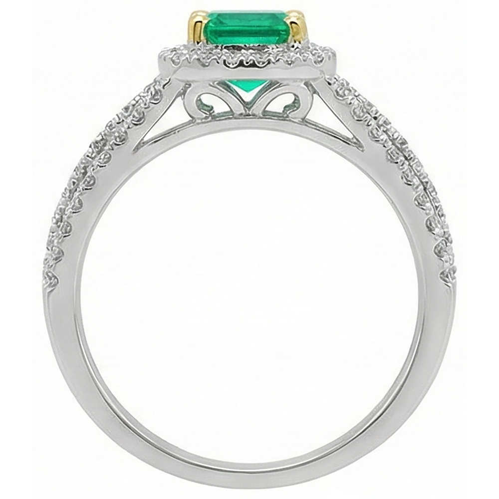 Natural Real ( Not Lab Grown ) Birthstone Halo Green Emerald GIA Ring Trendy Ladies Jewelry