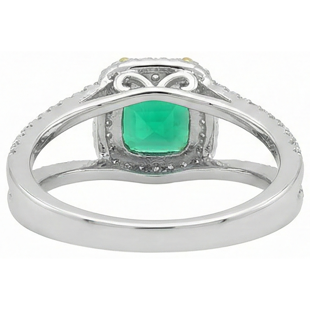 Natural Real ( Not Lab Grown ) Birthstone Halo Green Emerald GIA Ring Trendy Ladies Jewelry