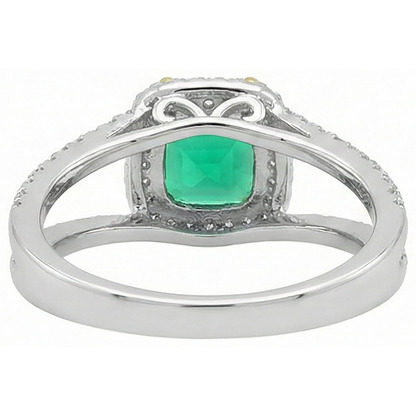 Natural Real ( Not Lab Grown ) Birthstone Halo Green Emerald GIA Ring Trendy Ladies Jewelry