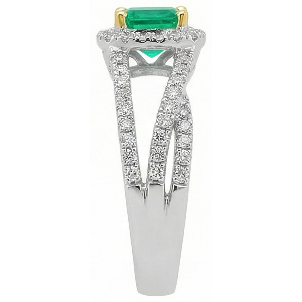 Natural Real ( Not Lab Grown ) Birthstone Halo Green Emerald GIA Ring Trendy Ladies Jewelry