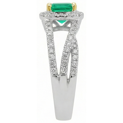 Natural Real ( Not Lab Grown ) Birthstone Halo Green Emerald GIA Ring Trendy Ladies Jewelry