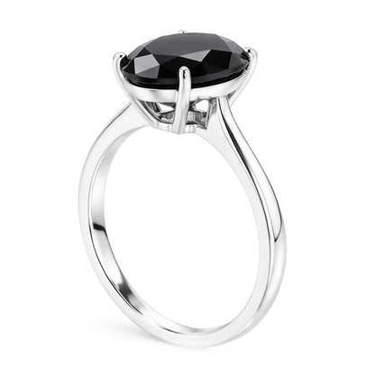 Black Diamond Engagement Ring 3.5 Carat Natural Pear Solitaire Cathedral 14K White Gold