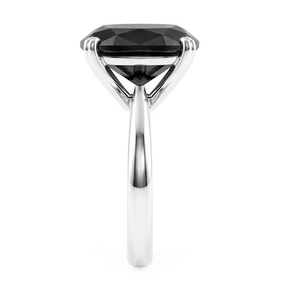 Black Diamond Engagement Ring 5 Carat Real Cushion Solitaire Knife Edge 14K White Gold