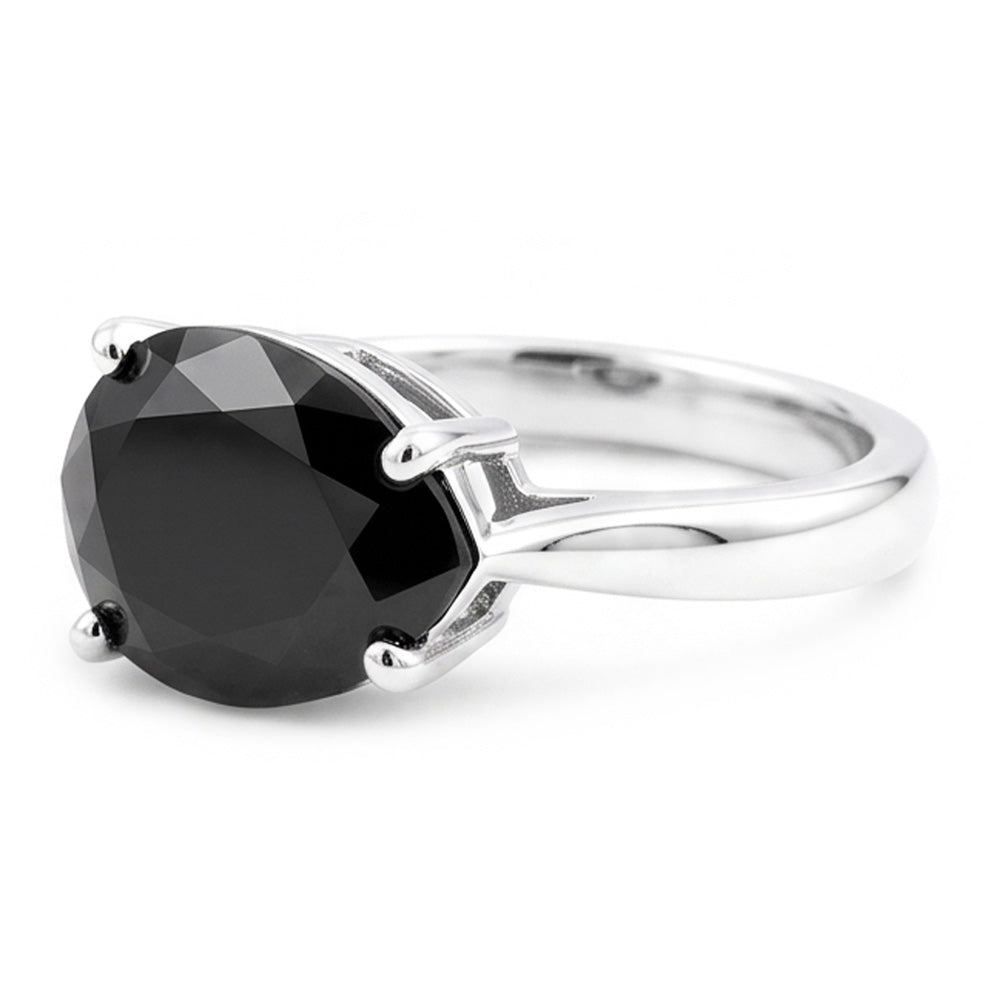 Black Diamond Jewellery 5 Carat Genuine Pear Solitaire Knife Edge Ring 14K White Gold