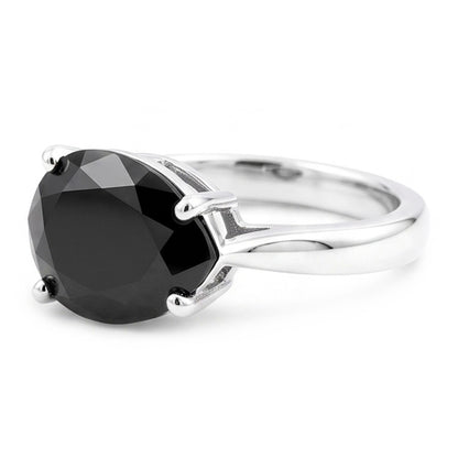 Black Diamond Jewellery 5 Carat Genuine Pear Solitaire Knife Edge Ring 14K White Gold