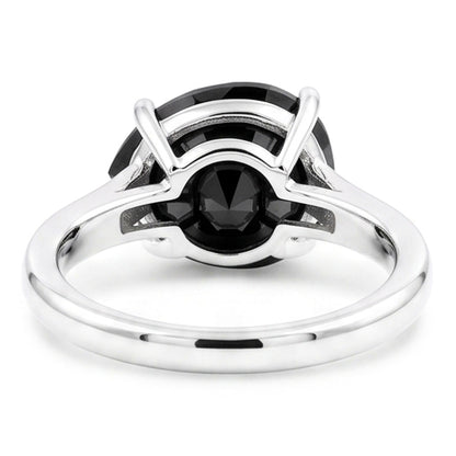 Black Diamond Jewellery 5 Carat Genuine Pear Solitaire Knife Edge Ring 14K White Gold