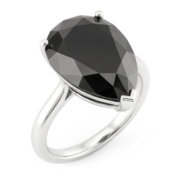 Black Diamond Jewellery 5 Carat Genuine Pear Solitaire Ring 14K White Gold