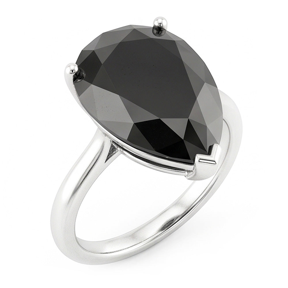 Black Diamond Jewellery 5 Carat Genuine Pear Solitaire Ring 14K White Gold