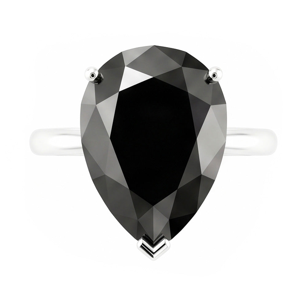 Black Diamond Jewellery 5 Carat Genuine Pear Solitaire Ring 14K White Gold