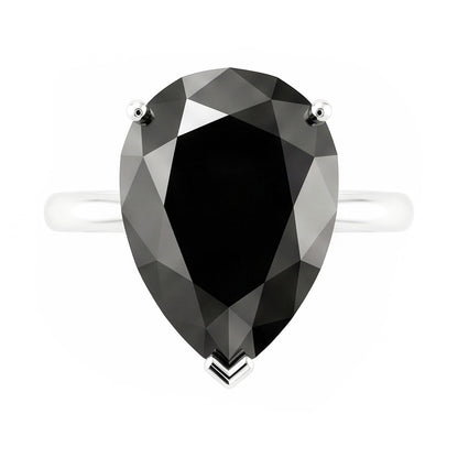 Black Diamond Jewellery 5 Carat Genuine Pear Solitaire Ring 14K White Gold