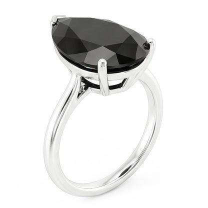 Black Diamond Jewellery 5 Carat Genuine Pear Solitaire Ring 14K White Gold
