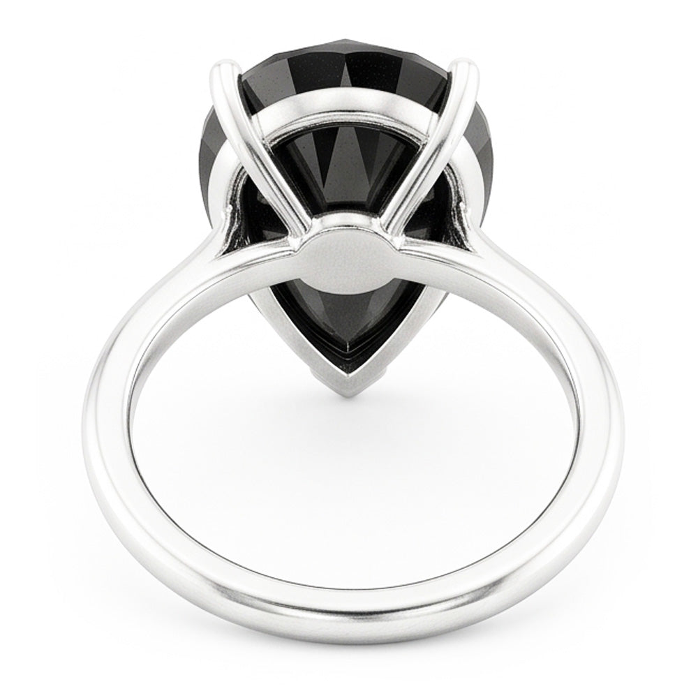 Black Diamond Jewellery 5 Carat Genuine Pear Solitaire Ring 14K White Gold