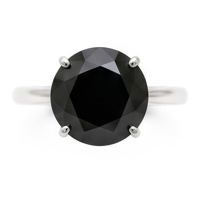 Black Diamond Jewellery 5 Carat Genuine Round Solitaire Plain Ring 14K White Gold