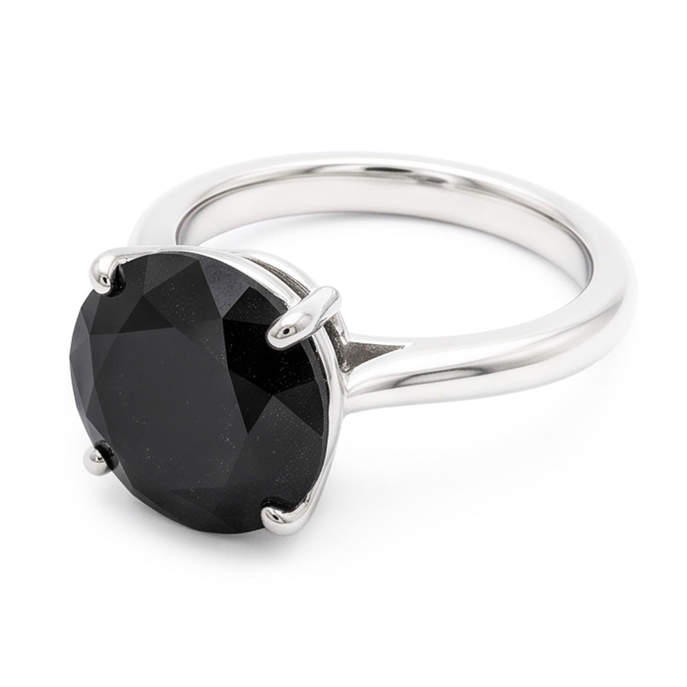 Black Diamond Jewellery 5 Carat Genuine Round Solitaire Plain Ring 14K White Gold