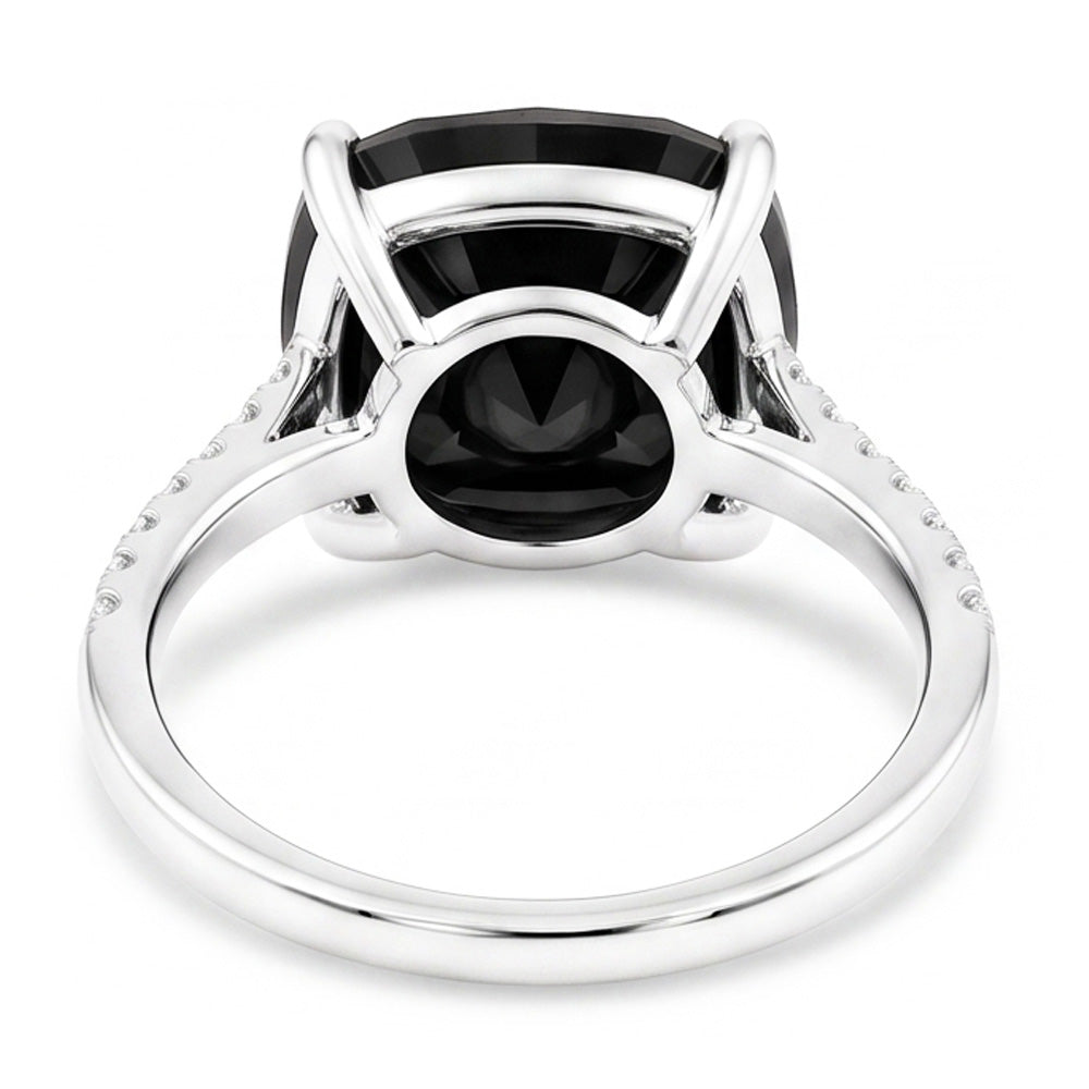 Black Diamond Jewellery 6 Carat Genuine Cushion Solitaire Ring 14K White Gold
