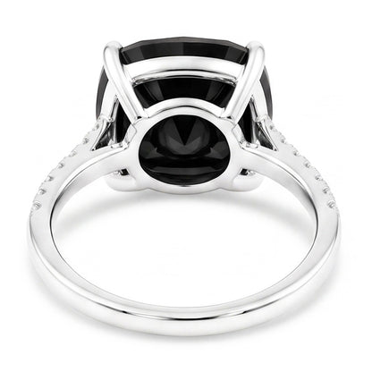 Black Diamond Jewellery 6 Carat Genuine Cushion Solitaire Ring 14K White Gold