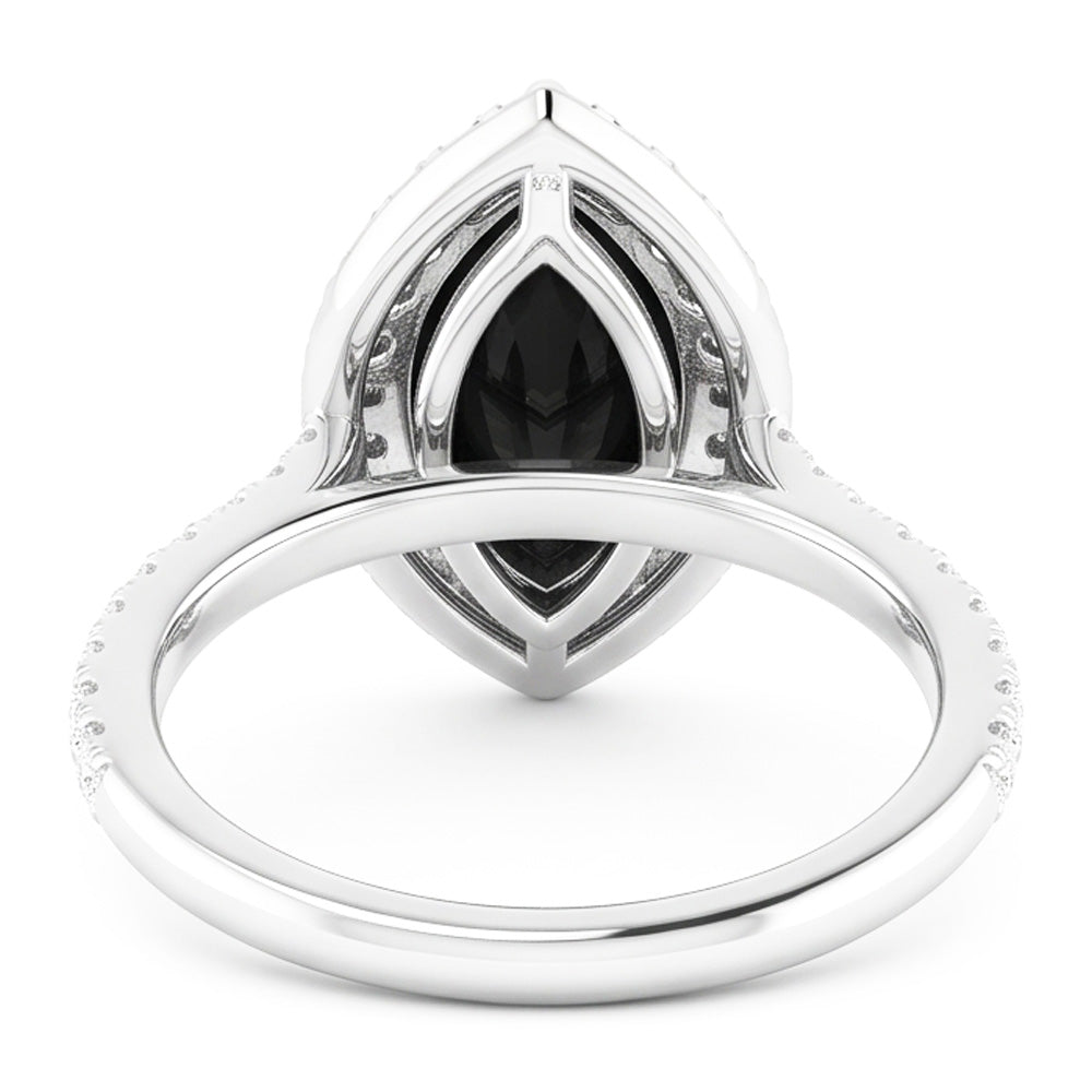 Black Diamond Jewellery 6 Carat Genuine Marquise Halo Ring 14K White Gold