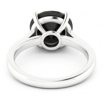 Black Diamond Marriage Ring 3.5 Carat Genuine Round Solitaire Cathedral 14K White Gold