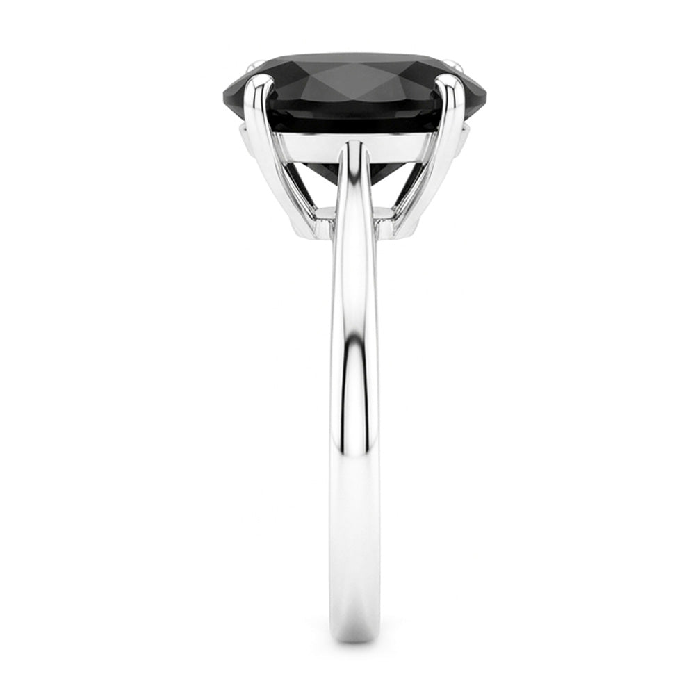 Black Diamond Marriage Ring 5 Carat Genuine Oval Solitaire Knife Edge 14K White Gold