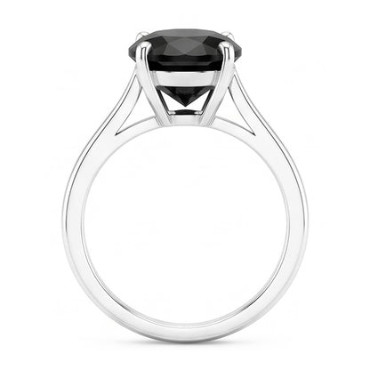 Black Diamond Marriage Ring 5 Carat Genuine Oval Solitaire Knife Edge 14K White Gold
