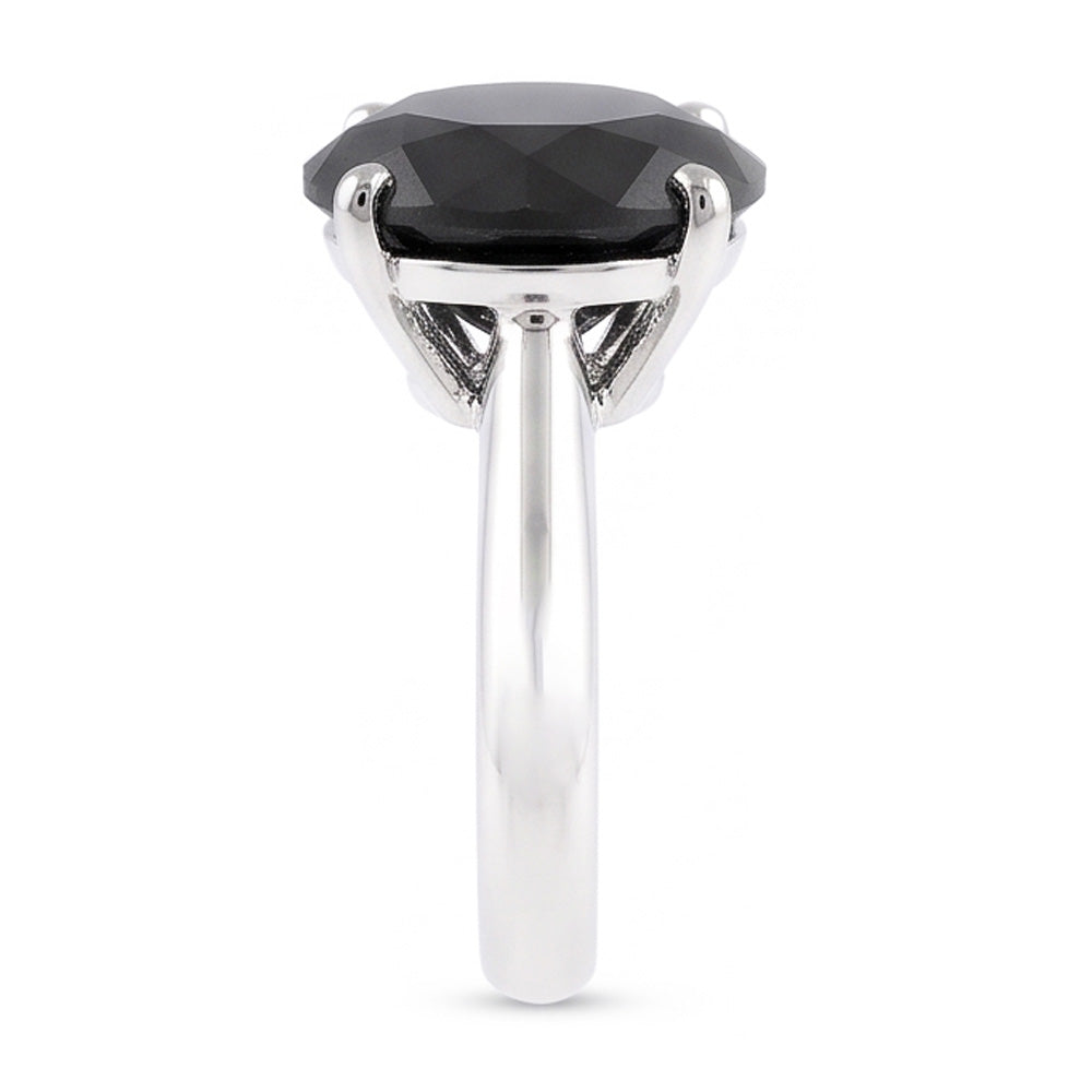 Black Diamond Marriage Ring 5 Carat Genuine Round Solitaire 14K White Gold