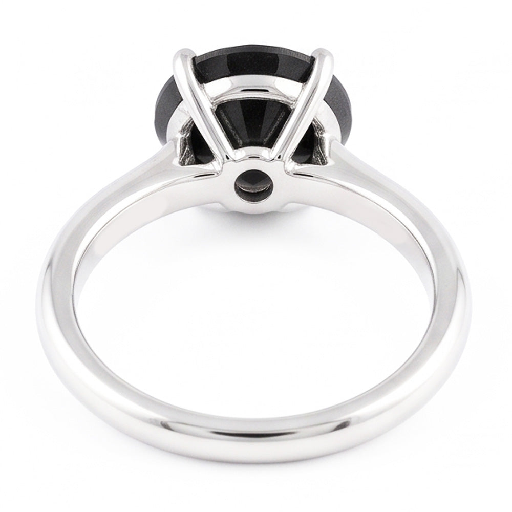 Black Diamond Marriage Ring 5 Carat Genuine Round Solitaire 14K White Gold