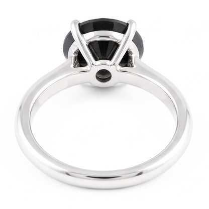 Black Diamond Marriage Ring 5 Carat Genuine Round Solitaire 14K White Gold