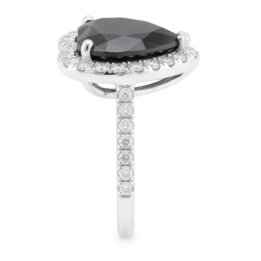 Black Diamond Proposal Ring 6 Carat Natural Heart Halo 14K White Gold