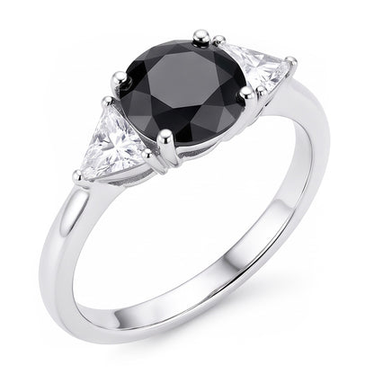 Black Friday Engagement Ring Sales 3.6 Carat Genuine Round Diamond Trilliant Three Stone 14K White Gold