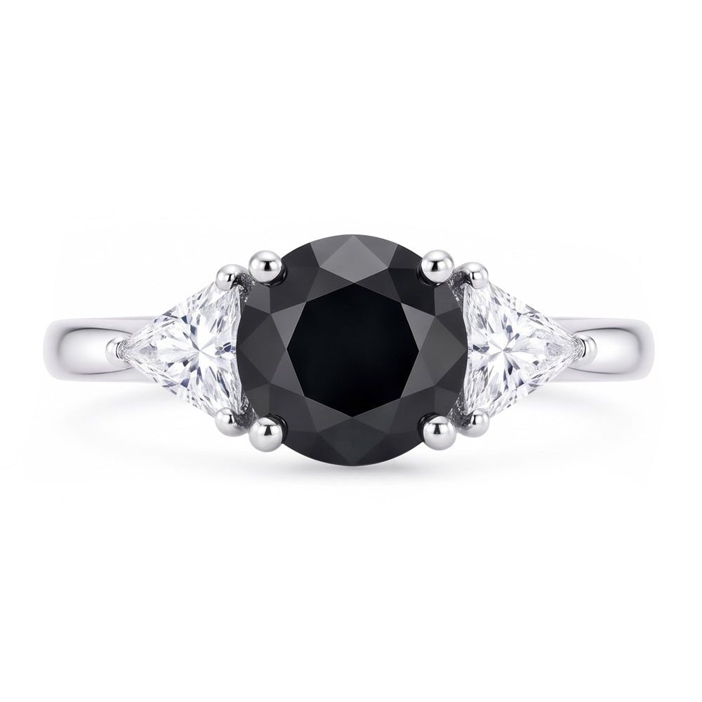 Black Friday Engagement Ring Sales 3.6 Carat Genuine Round Diamond Trilliant Three Stone 14K White Gold