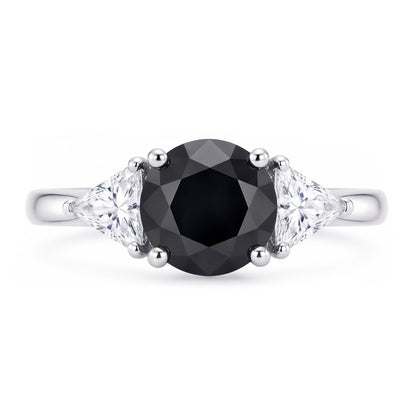 Black Friday Engagement Ring Sales 3.6 Carat Genuine Round Diamond Trilliant Three Stone 14K White Gold