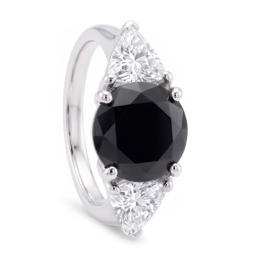Black Friday Engagement Ring Sales 3.6 Carat Genuine Round Diamond Trilliant Three Stone 14K White Gold