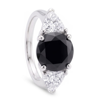 Black Friday Engagement Ring Sales 3.6 Carat Genuine Round Diamond Trilliant Three Stone 14K White Gold
