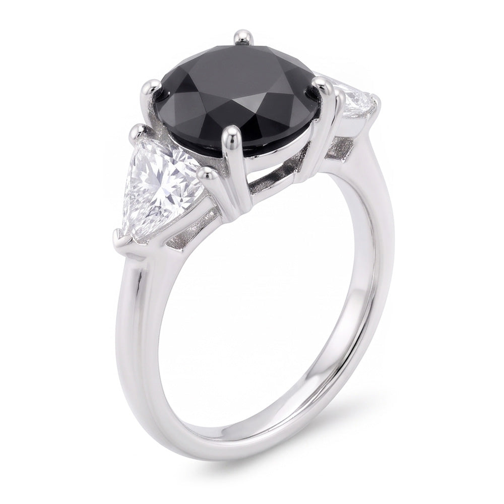 Black Friday Engagement Ring Sales 3.6 Carat Genuine Round Diamond Trilliant Three Stone 14K White Gold