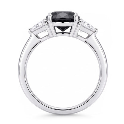 Black Friday Engagement Ring Sales 3.6 Carat Genuine Round Diamond Trilliant Three Stone 14K White Gold
