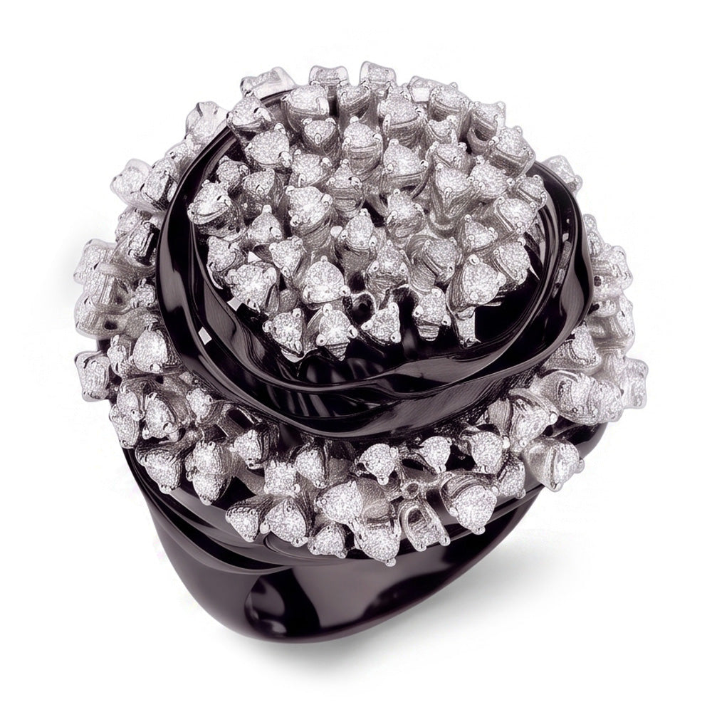 Black Gold Cluster Engagement Mined Ring