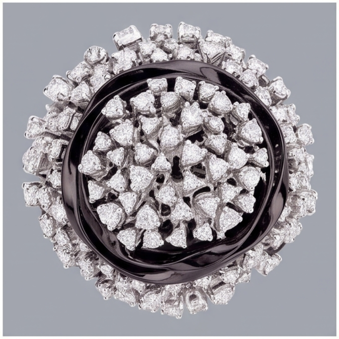 Black Gold Cluster Engagement Mined Ring