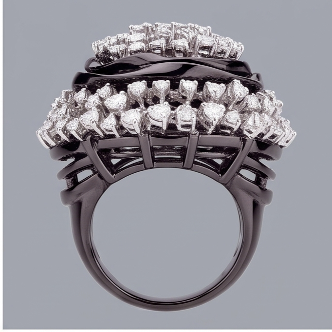Black Gold Cluster Engagement Mined Ring