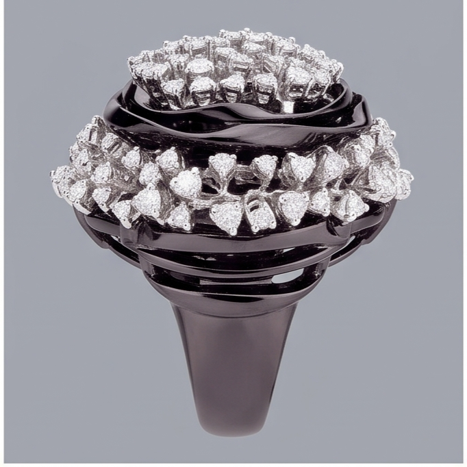 Black Gold Cluster Engagement Mined Ring