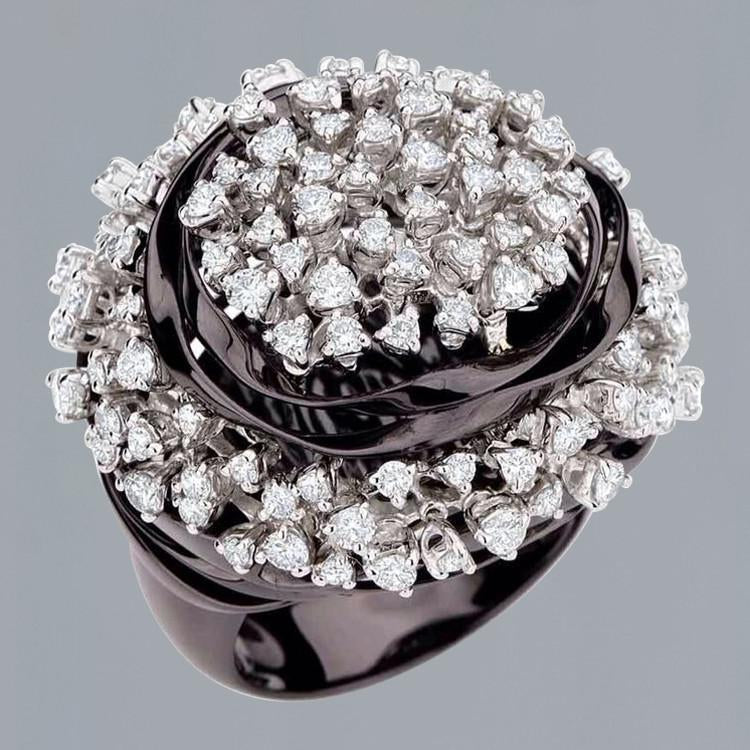 Black Gold Cluster Engagement Ring