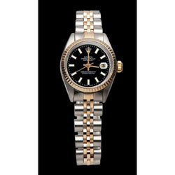 Black Stick Dial Lady Rolex Datejust 26 mm Two Tone Watch