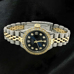 Black Diamond Dial Ss & Gold Bracelet Datejust Ladies Rolex Watch