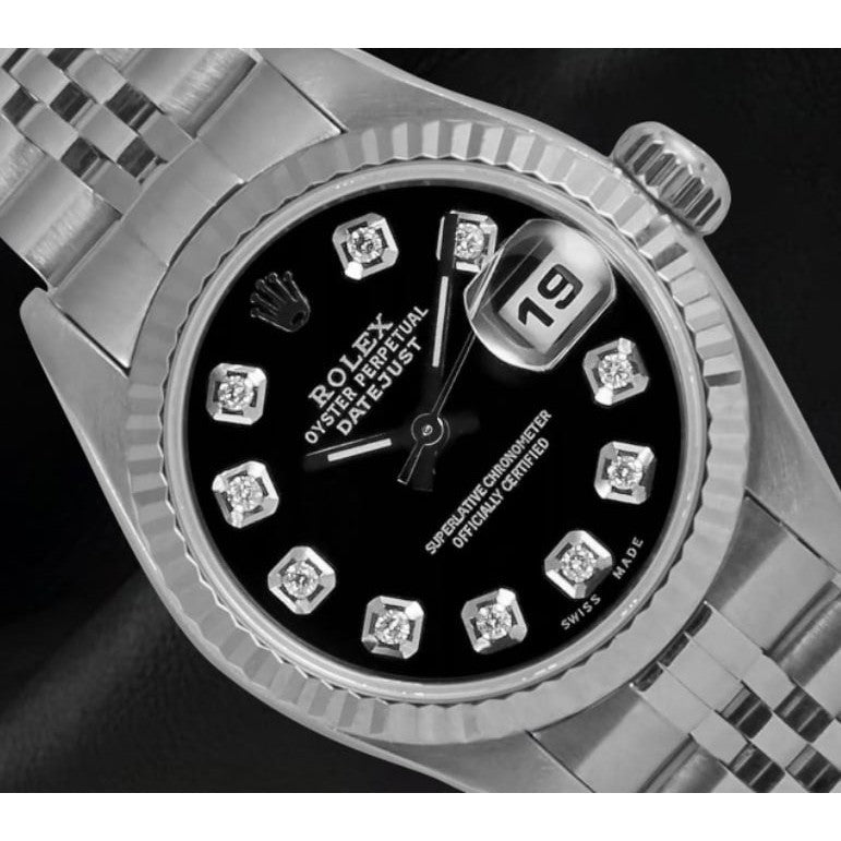 Black Diamond Dial Stainless Steel Jubilee Bracelet Rolex Watch 1