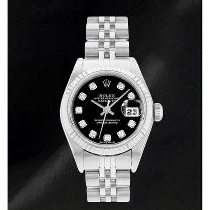 Rolex Datejust 26mm Black Diamond Dial 2002 Year Women Watch