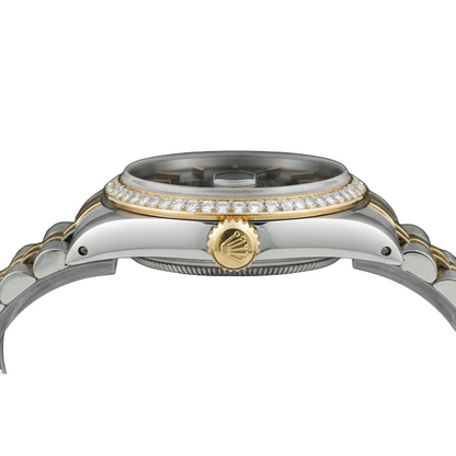 Black Stick Dial Datejust Women Rolex Watch Two Tone Jubilee